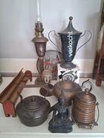 Antiek messing hout tabakspot olielamp koper
Boeddha klok, Antiek en Kunst, Curiosa en Brocante, Ophalen of Verzenden