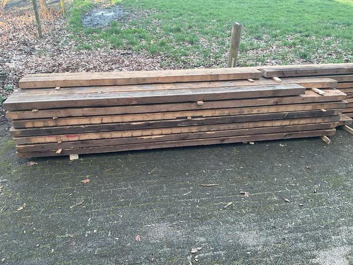 Gebruikte houten balken, ruw en geschaafd, Doe-het-zelf en Verbouw, Hout en Planken, Gebruikt, Balk, Overige houtsoorten, 300 cm of meer