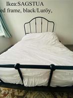 SAGSTUA Bed frame, black 160x200 cm, Ophalen, Zwart, Tweepersoons, Zo goed als nieuw
