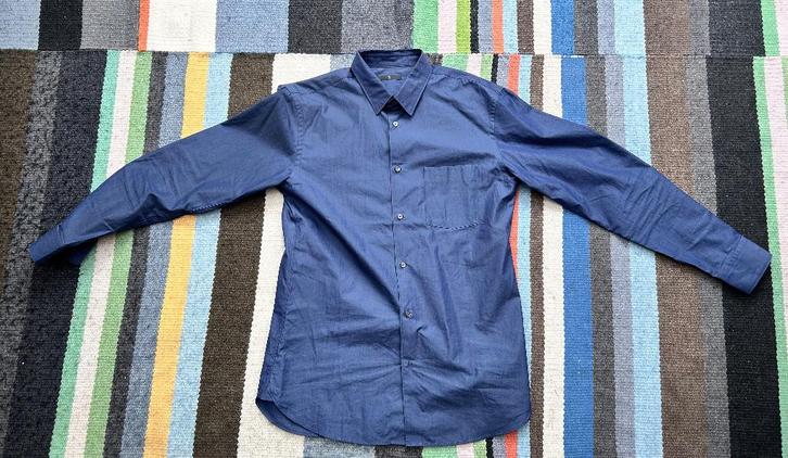overhemd Uniqlo x Jill Sander, Kleding | Heren, Overhemden, Zo goed als nieuw, Halswijdte 38 (S) of kleiner, Blauw, Ophalen of Verzenden
