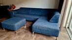 Bankstel blauw inclusief hocker, Huis en Inrichting, Gebruikt, Stof, Ophalen