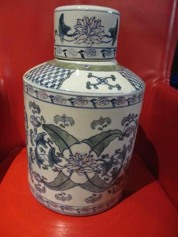 Zeer grote Gemberpot oud chinees porcelein met deksel 36cm beschikbaar voor biedingen
