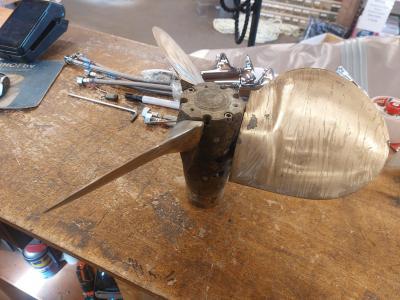 Klapschroef as: 35 mm  (+ reserve ond.), Watersport en Boten, Bootonderdelen, Gebruikt