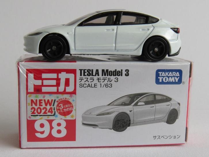 Tomica nr98 Tesla Model 3 1/63 3inch tomy, Hobby en Vrije tijd, Modelauto's | Overige schalen, Nieuw, Auto, Ophalen of Verzenden