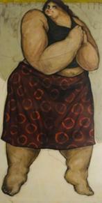 Schilderij vrouw in Bali. Gesigneerd., Ophalen