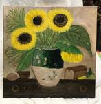 Vintage schilderij zonnebloemen - brood, Ophalen