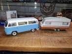 Vw t2  bus   met retro caravan, Hobby en Vrije tijd, Modelauto's | 1:18, Ophalen of Verzenden, Gebruikt, Overige merken