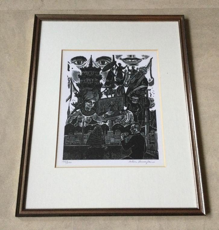 Oosters georiënteerde grafiek van Antoon Vermeylen gesign ., Antiek en Kunst, Kunst | Etsen en Gravures, Verzenden