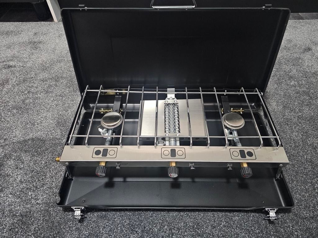Laatste stuk Gas kookstel 3pits 50% Korting op Verzending!!!, Caravans en Kamperen, Kampeeraccessoires, Nieuw, Ophalen of Verzenden