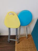2x Klapstoeltjes - Geel & Blauw, Ophalen, Gebruikt, Kunststof