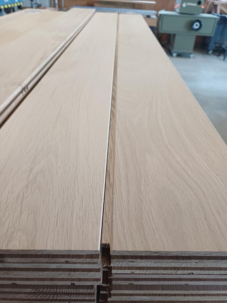 43 m² massief eiken houten vloer., Doe-het-zelf en Verbouw, Vloerdelen en Plavuizen, Ophalen, W.boogaert1@chello.nl, Nieuw, Vloerdelen of -planken