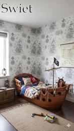 6547 vintage schepen wallpaper nautisch piratenstijl swiet, Ophalen of Verzenden, 75 m² of meer, Grijs