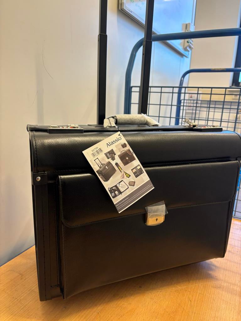 Alassio Accountant Koffer met Wieltjes en Uitschuifbare Hand, 40 tot 60 cm, 20 tot 30 cm, Zwart, Nieuw