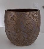 BLOEMPOT KERAMIEK BRONS/BLAUW GEMELEERD 18X18CM, Tuin en Terras, Ophalen, Rond, Zo goed als nieuw, Aardewerk