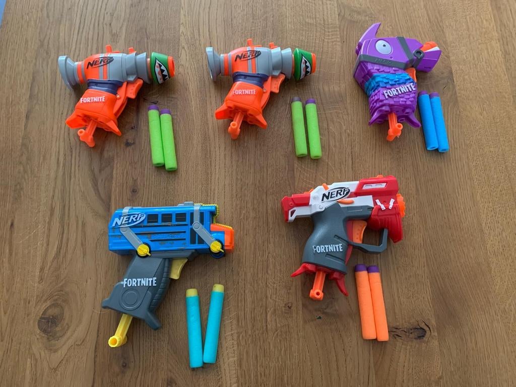Nerf Fortnite MicroShots Blasters Set (5 stuks), Ophalen of Verzenden, Gebruikt, Jongen of Meisje