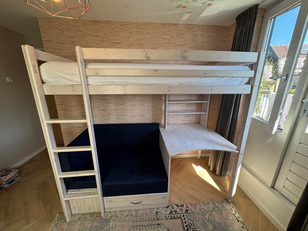 Hoogslaper met logeerbed, zithoek en bureau, Ophalen, Gebruikt, Hoogslaper