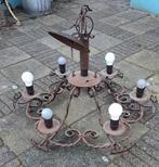 Zware smeedijzeren buitenlamp kroonluchter, Ophalen, Gebruikt, Netvoeding, Hanglamp