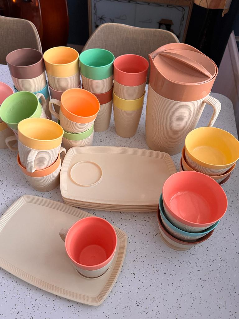 Raffia Ware 1950's servies Thermo Temp, Verzamelen, Retro, Huis en Inrichting, Ophalen of Verzenden