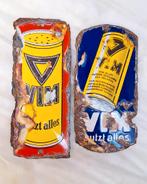 Leuke set 2 antieke emaille deurpostjes van Vim putzt alles., Verzamelen, Merken en Reclamevoorwerpen, Reclamebord, Gebruikt, .
