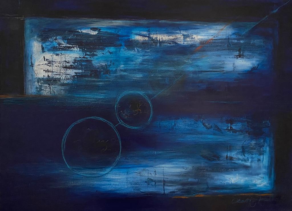 Schilderij acryl / canvas 'Blue Circles', Ophalen