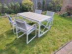 Tuintafel met 4 stoelen, Tuin en Terras, Tuinsets en Loungesets, Ophalen, 4 zitplaatsen, Gebruikt, Aluminium