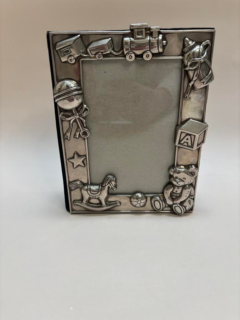 Vintage baby fotoalbum met verzilverde lijst, Ophalen of Verzenden, Zo goed als nieuw, Fotoalbum