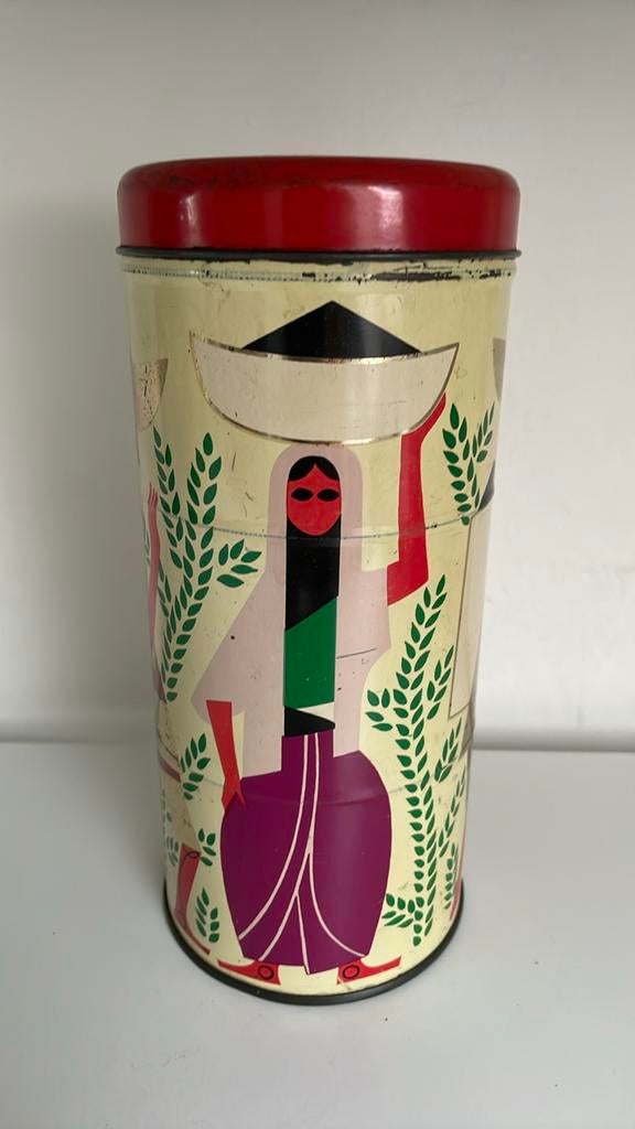 Vintage Douwe Egberts Koffieblik - Oosters Design, Verzamelen, Blikken, Ophalen of Verzenden, Gebruikt, Koffie, Douwe Egberts