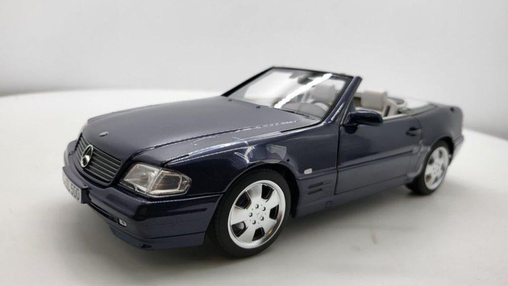 Mercedes-Benz 500SL (R129) 1998-2001 Blauw Metallic, Hobby en Vrije tijd, Modelauto's | 1:18, Nieuw, Auto, Norev, Ophalen of Verzenden