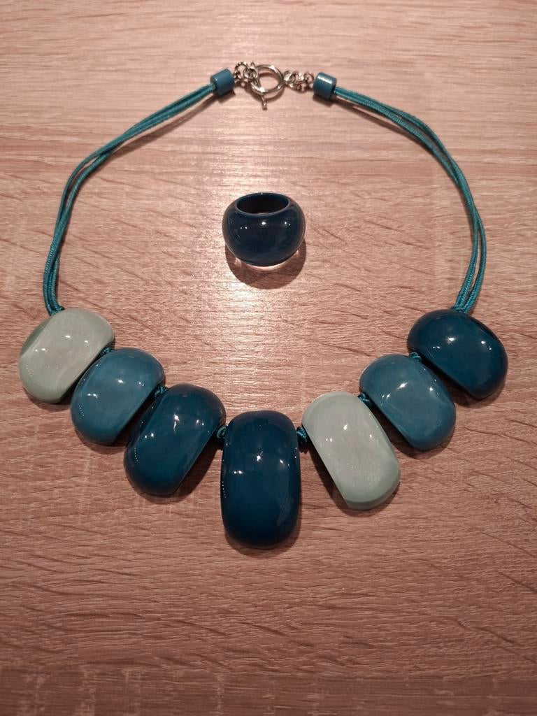 Zsiska ketting en ring, Ophalen of Verzenden, Zo goed als nieuw, Blauw, Overige materialen