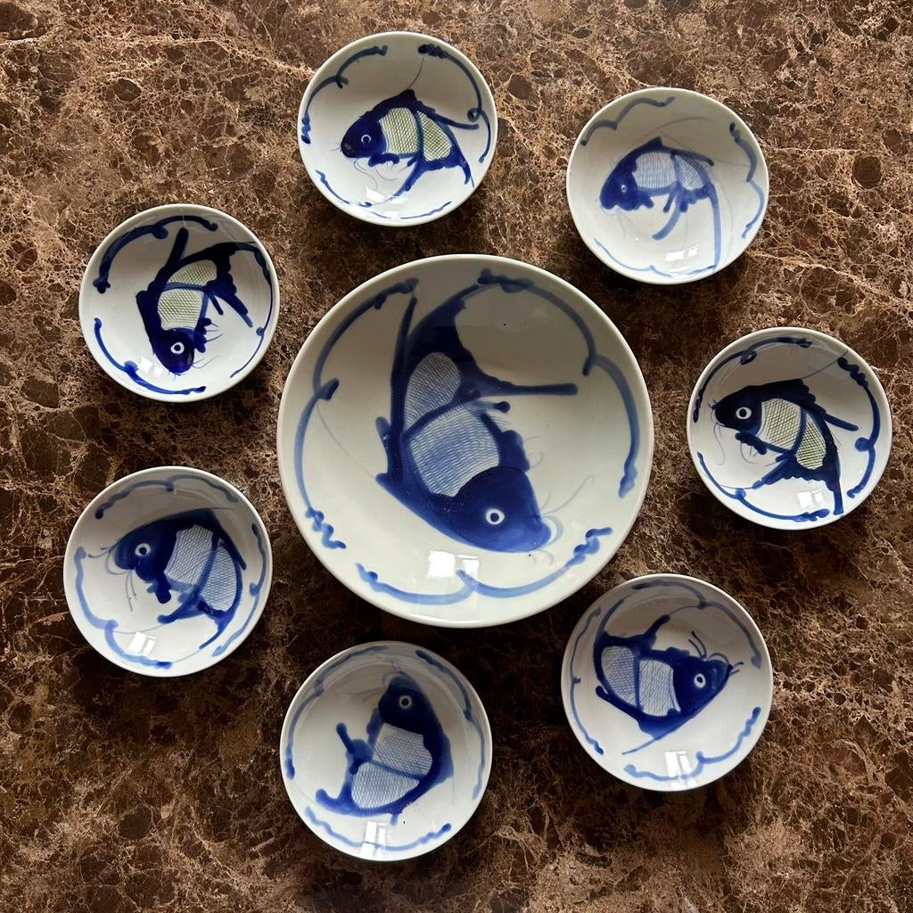 Chinees Porselein Koi Karper Schaaltjes, Ophalen of Verzenden