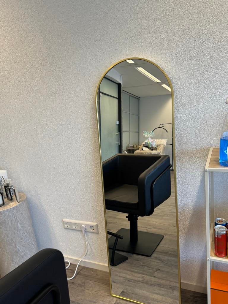 Gouden Boogspiegel - Volledige Lengte, Huis en Inrichting, Woonaccessoires | Spiegels, Minder dan 50 cm, Ophalen of Verzenden