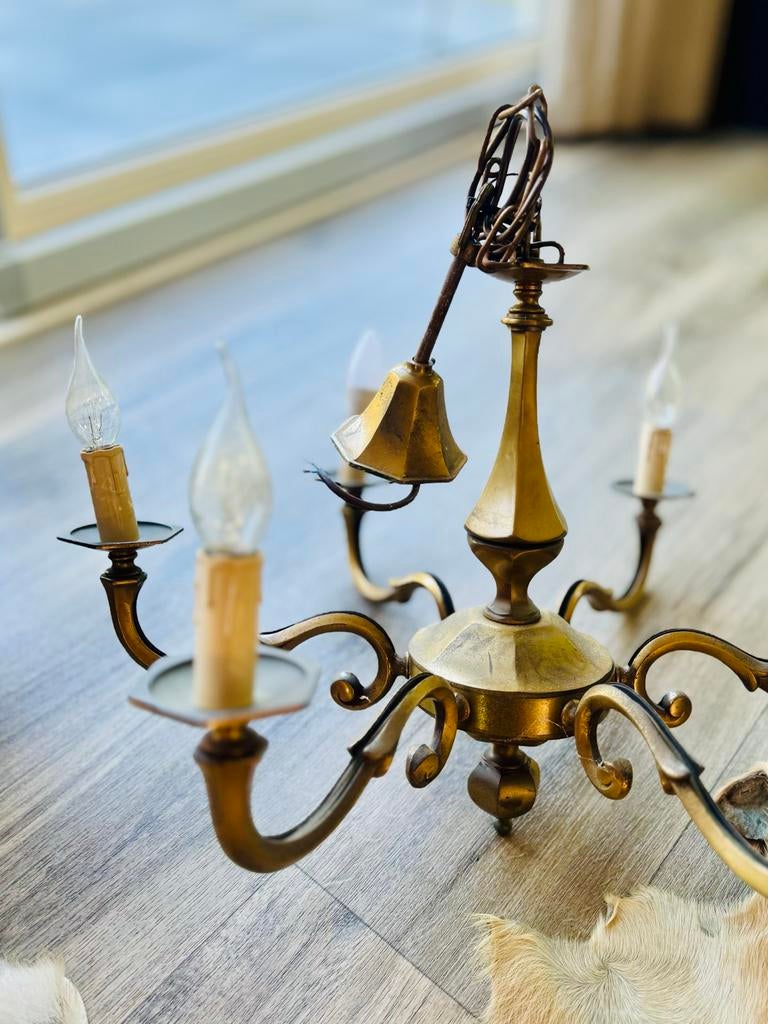 Antieke Messing Kroonluchter - Vintage Eyecatcher, Ophalen