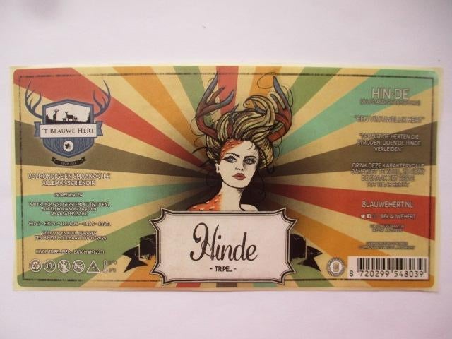 bieretiket Nederland 23-4 (G29) blauwe hert, Ophalen of Verzenden, Nieuw, Overige typen, Overige merken