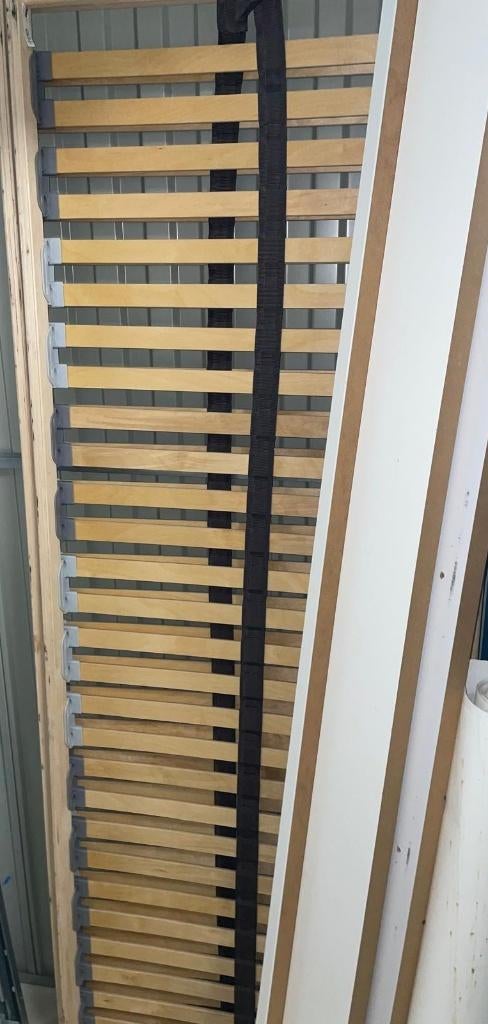 Compleet bed frame, Ophalen, Wit, Tweepersoons, 140 cm