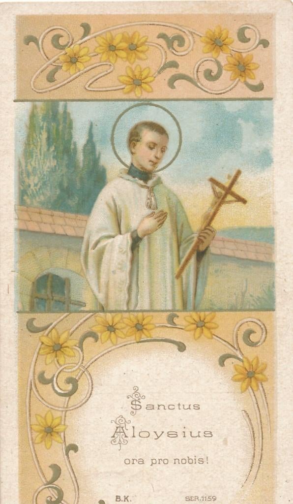 4 Mooie oude prentjes van de Heilige Aloysius, Ophalen of Verzenden, Zo goed als nieuw, Kaart of Prent, Christendom | Katholiek