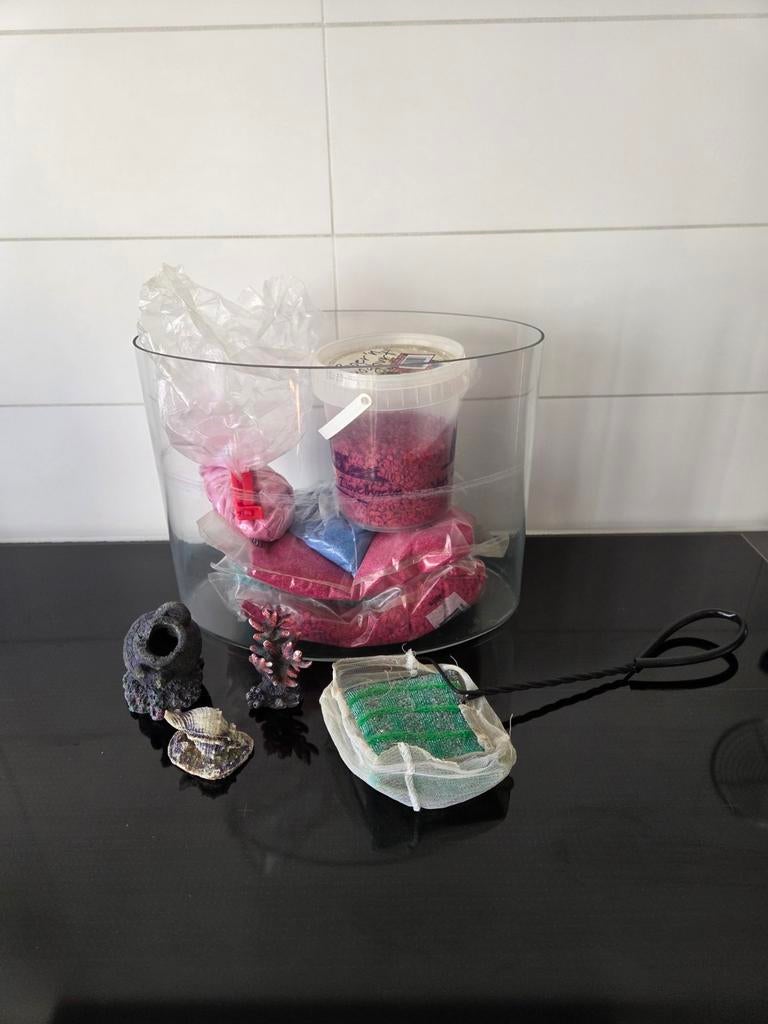 Vissenkom met toebehoren. 30x18 cm, Ophalen, Zo goed als nieuw, Leeg aquarium