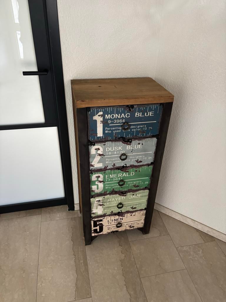 Houten opbergkast/apothekerskast in goede staat, Huis en Inrichting, Kasten | Ladekasten, Minder dan 50 cm, Gebruikt, 5 laden of meer