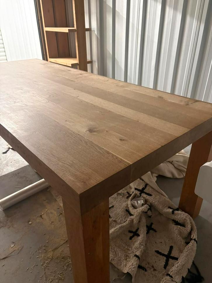Eettafel of tuintafel van massief eiken, Huis en Inrichting, Tafels | Eettafels, Gebruikt, 50 tot 100 cm, 200 cm of meer, Vijf personen of meer