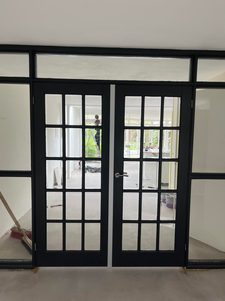 Houten deuren met glas, zwart, Ophalen, Gebruikt, 120 cm of meer, Binnendeur