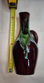 Keramische snavelkan diepbruin en groen druipglazuur, Ophalen of Verzenden