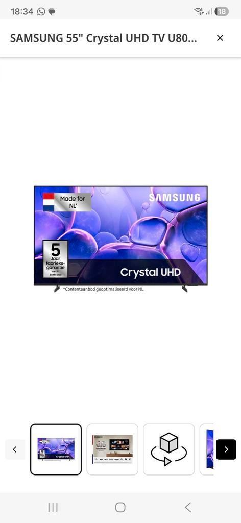 Nieuwe Samsung 55" Crystal UHD TV - Ongeopend!, Audio, Tv en Foto, Televisies, Nieuw, LED, 100 cm of meer, 4k (UHD), Samsung, 50 Hz