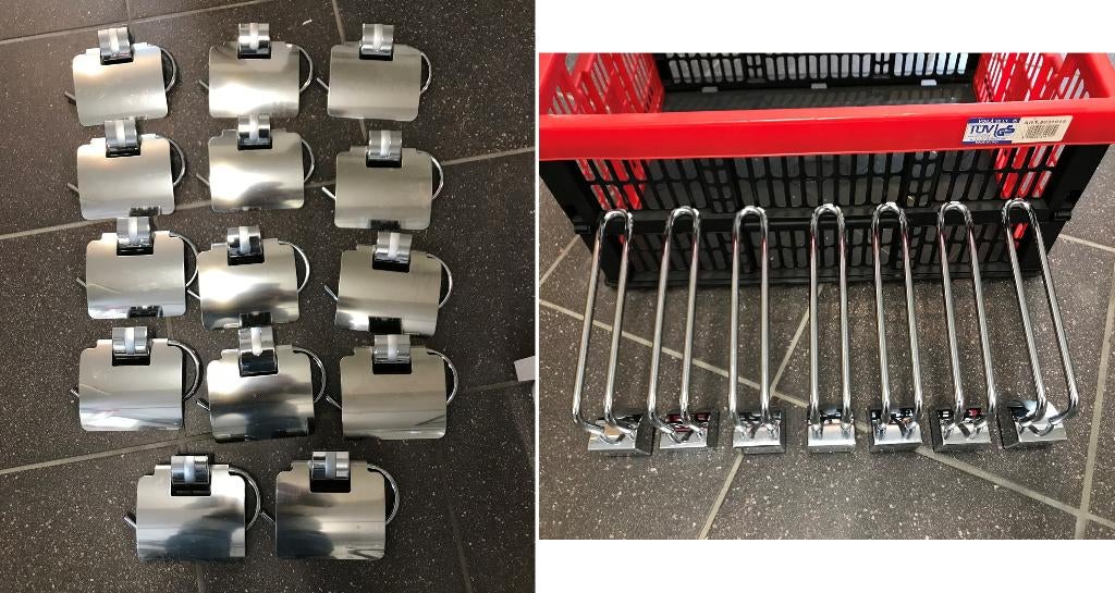 14x wc-rol houder + 7x wc-rol standaard, Doe-het-zelf en Verbouw, Sanitair, Zo goed als nieuw, Toilet, Chroom, Ophalen of Verzenden