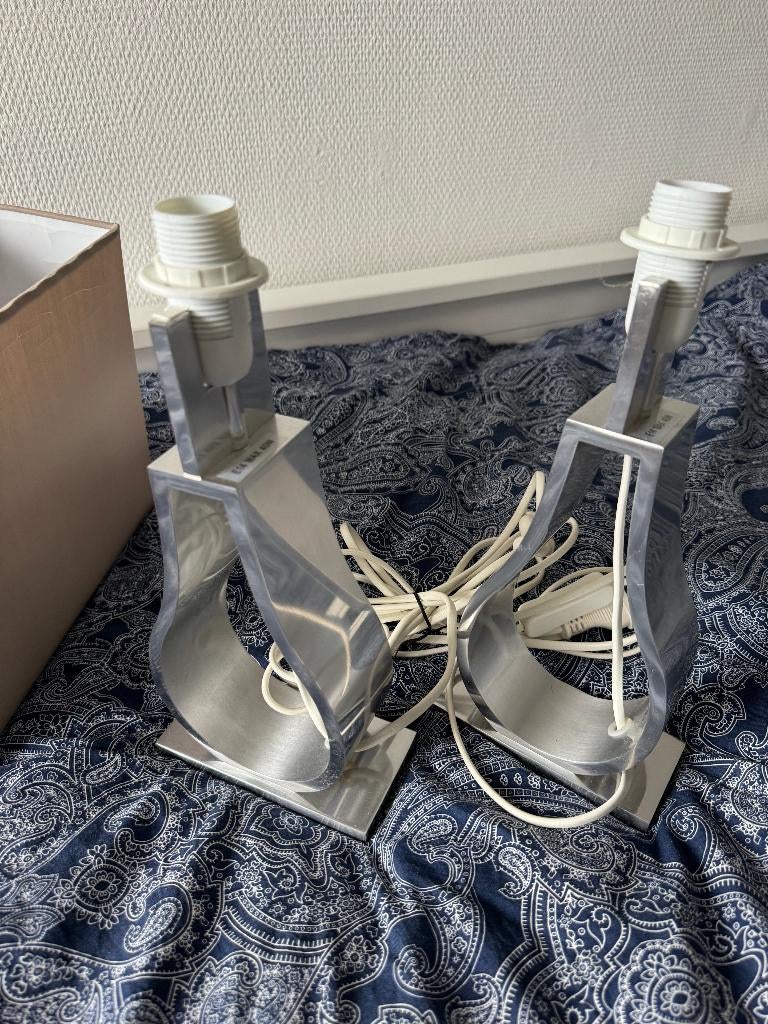Set van 2 Vintage IKEA KLABB Lampvoeten - tafellamp, Huis en Inrichting, Lampen | Tafellampen, Ophalen, Zo goed als nieuw, Metaal
