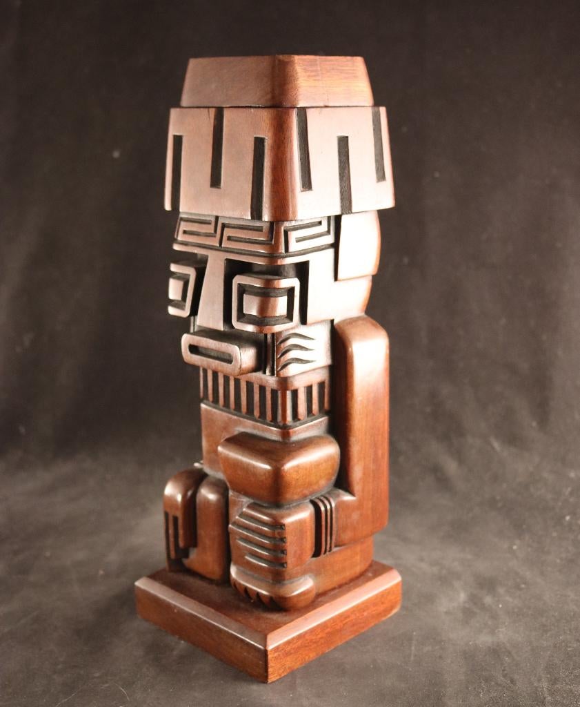 Uit hout gestoken Azteken figuur, Ophalen of Verzenden