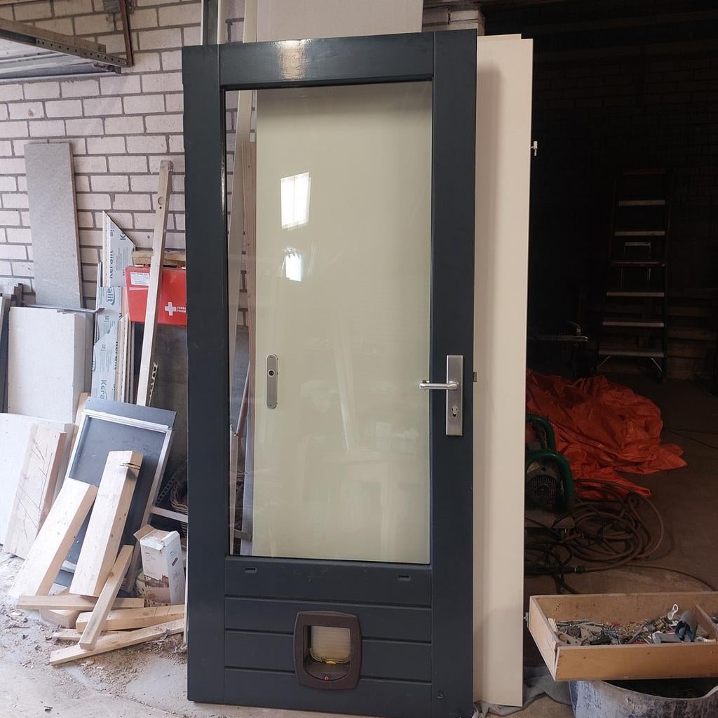 Merbau achterdeur, 75 tot 150 cm, Gebruikt, Deurkozijn, Ophalen of Verzenden