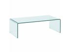 Glazen Goossens design waterval tafel / salontafel, Ophalen, 100 tot 150 cm, Nieuw, Glas