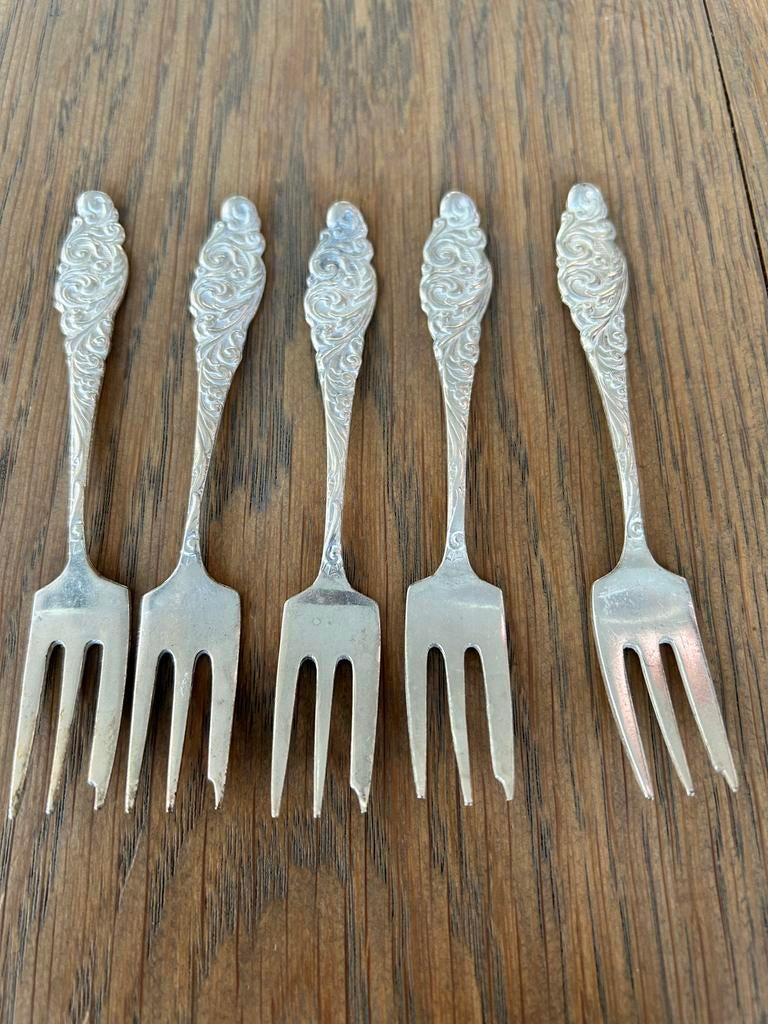 Set van 5 verzilverde vorkjes Sola 90, decoratief bestek, Ophalen of Verzenden