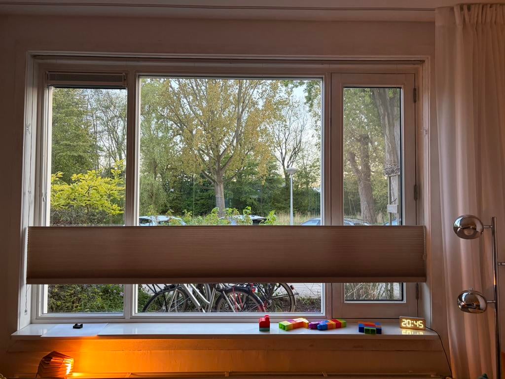 Mooi beige plisségordijn - 240x175 cm, Huis en Inrichting, Stoffering | Gordijnen en Lamellen, Ophalen, Beige, Zo goed als nieuw