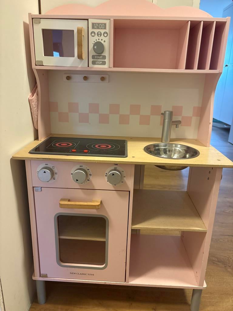 New Classic Toys Speelgoed Keukentje Roze Hout, Ophalen, Gebruikt, Hout, Speelkeuken