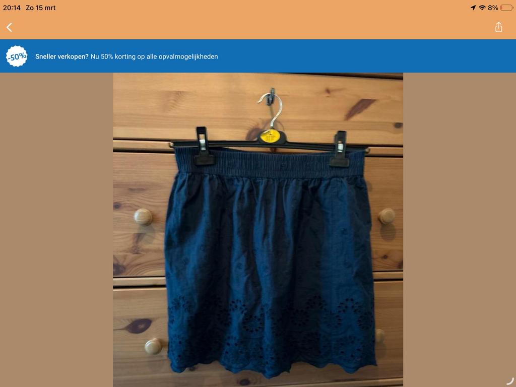 H&M Donkerblauwe Rok met Borduurwerk - Maat 38, Kleding | Dames, Rokken, Maat 38/40 (M), Zo goed als nieuw, Boven de knie, Verzenden